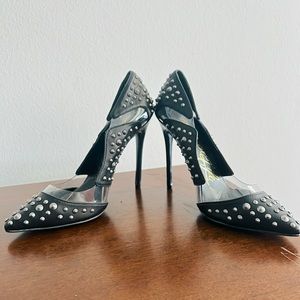 Studded black leather heels